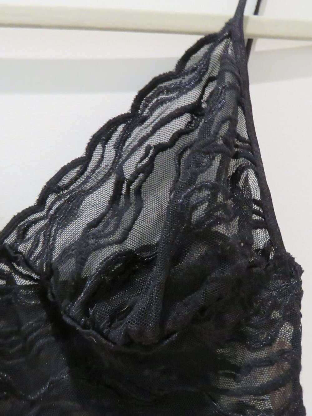 VINTAGE BCBG INTIMATES Semi Sheer Black Babydoll Cami Crop Top Black Whimsigoth - Picture 4 of 10
